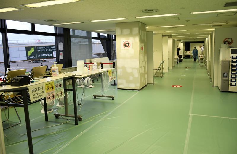 成田空港に到着した大会関係者の専用検査場所