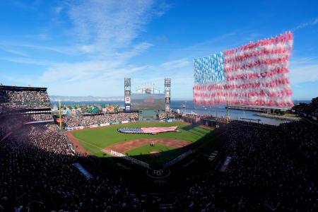 <p>　米大リーグ、ジャイアンツ―ヤンキースの開幕戦が行われたオラクル・パーク＝２５日、米カリフォルニア州サンフランシスコ（ゲッティ＝共同）</p>