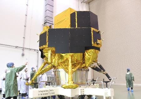 <p>　昨年１０月にｉｓｐａｃｅが公開した大型月着陸船の試験機＝茨城県つくば市のＪＡＸＡ施設</p>