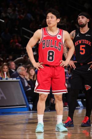 <p>　ブルズでニックス戦に出場した河村勇輝＝３日、ニューヨーク（ＮＢＡＥ提供・ゲッティ＝共同）</p>