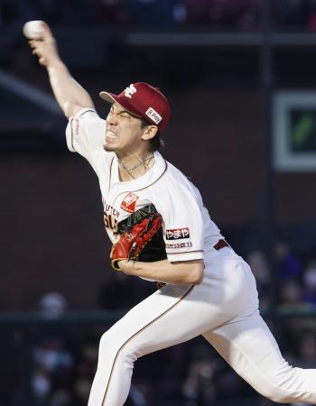 <p>　日本ハム戦に先発した楽天・前田健＝楽天モバイルパーク</p>