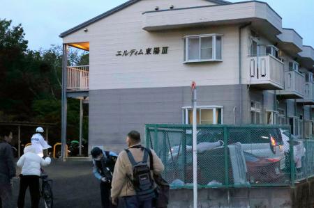 <p>　男が一時、立てこもったアパート＝４日午後６時５０分、愛知県豊橋市多米中町</p>