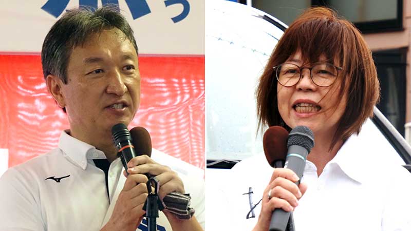 （右から届け出順）岡村京子氏、高橋恭市氏