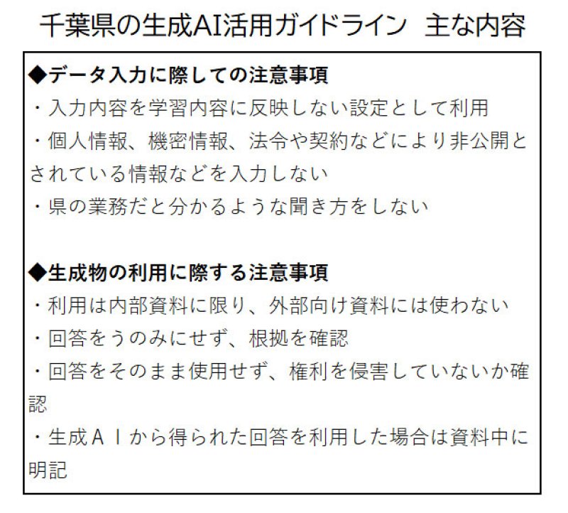 千葉県、「生成ＡＩ活用」全庁的に試行　ガイドライン策定、本格導入向け検討へ