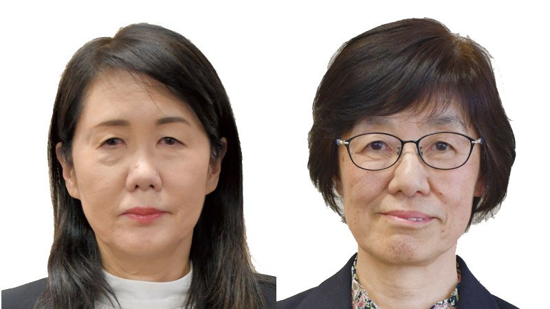 鎌ケ谷市長選に立候補した（右から）岩波初美氏、芝田裕美氏