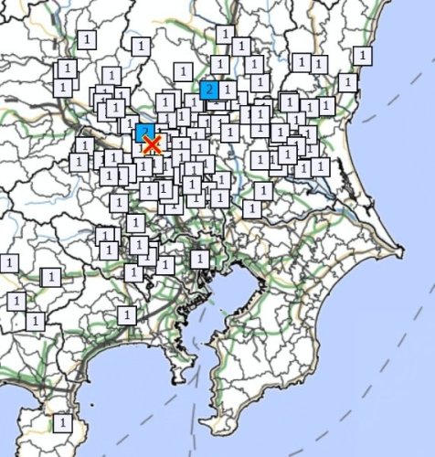 震度分布図（気象庁より）