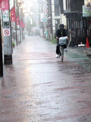 昼過ぎに、激しい雨が降り出した市川市内＝５日
