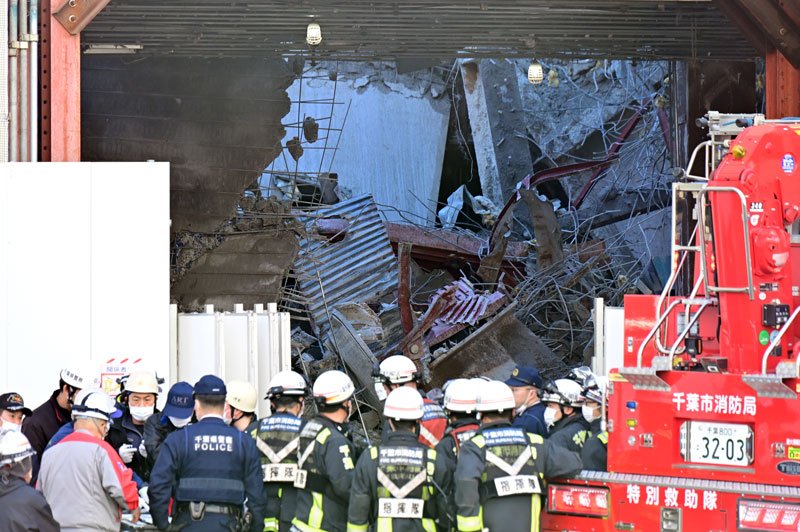 崩落事故が起こった解体工事現場＝１月９日、千葉市中央区富士見１