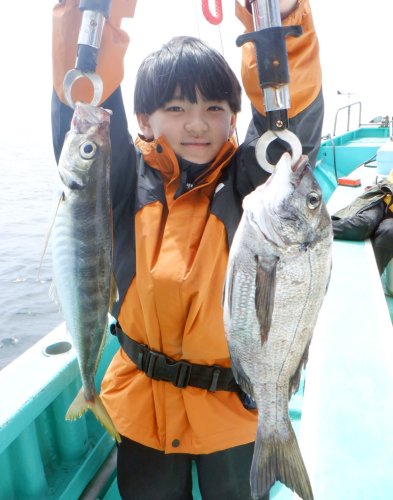 保田沖で釣り上げた大アジとクロダイ（写真は「村井丸」提供）

