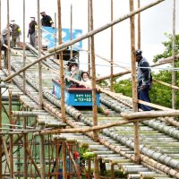 来場者の人気を集めた、住民製作の竹コースター