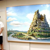 ブリューゲルの「バベルの塔」から着想した「Ａｆｔｅｒ　ｔｈｅ　Ｒａｉｎ」（右）と原太一