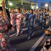 夏の夜をにぎやかに盛り上げた「やっさいもっさい踊り大会」＝１４日、木更津市
