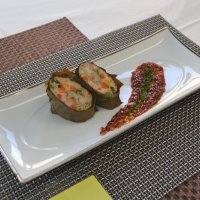 都市アイデンティティ中国料理コンテストで優勝した「ハスを感じるえびハスまき」
