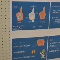 ソーセージを模した手袋型の応援グッズ「Ｏｈ！Ｂｉｇフィンガー」の企画ポスター
