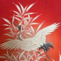 竹に鶴の模様
