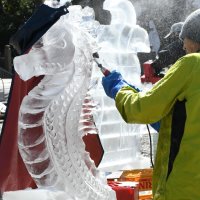 浮き彫りになっていく氷の「シードラゴン」
