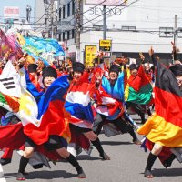 威勢良く、華やかな演舞を披露する参加連＝４日、木更津市