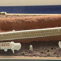 初公開されたヒューム管製貯蔵施設の模型