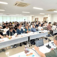 多くの人が参加した熱中症対策の講習会（千葉土建船橋習志野支部提供）