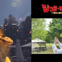 各所で装着したＶＲゴーグル越しに、ニンジン銃で恐竜を倒していく（ＴＨＥＦＡＲＭ提供）