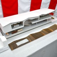 地鎮祭会場に展示されたＪＡいちかわ行徳支店新店舗の縮小模型