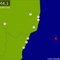 関東・東北で地震　Ｍ４．１　震源は茨城県沖　地震が及んだ地域人口６０万人