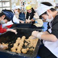 みそ仕込み　大豆や米育て　児童挑戦、１年発酵心待ち　神崎・米沢小