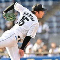３月のオープン戦で力投する千葉ロッテ・横山。今季から背番号１５を着ける＝ＺＯＺＯマリン