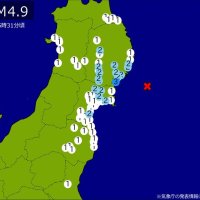 関東・東北で地震　Ｍ４・９　最大震度３　震源は宮城県沖　地震が及んだ地域人口349万人